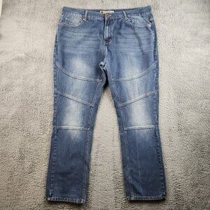 Men's Slim Straight Leg Moto Jeans Size 42 Stretch Biker Articulated Knees Kaalu